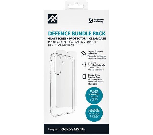 An image of ZAGG Defence Galaxy A27 Clear Case & Screen Protector Bundle - Clear