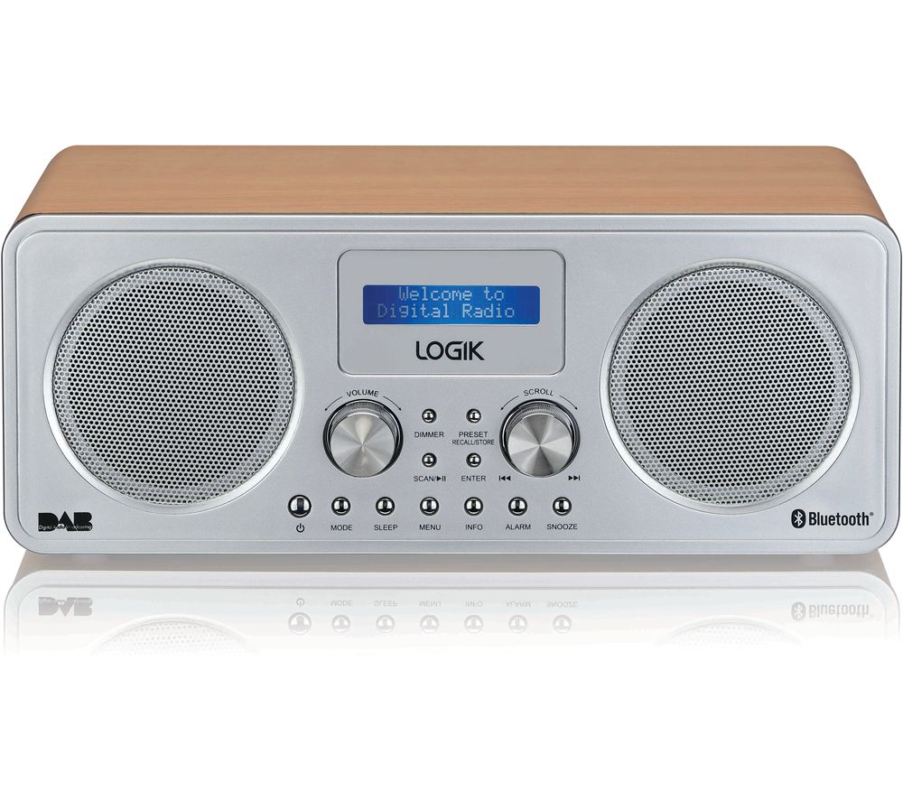 LOGIK L75DAB20 Portable DAB+/FM Bluetooth Radio - Silver & Wood, Silver