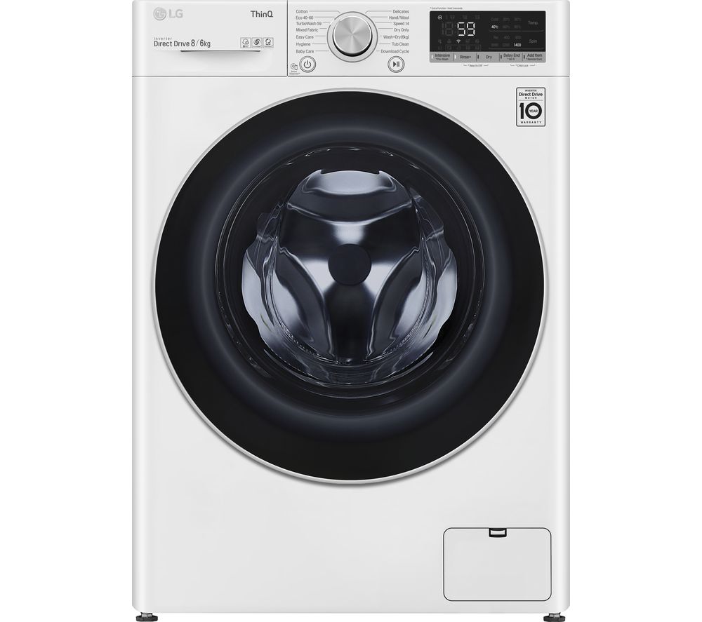 LG TurboWash with AI DD V6 FWV686WTE WiFi-enabled 8 kg Washer Dryer - White