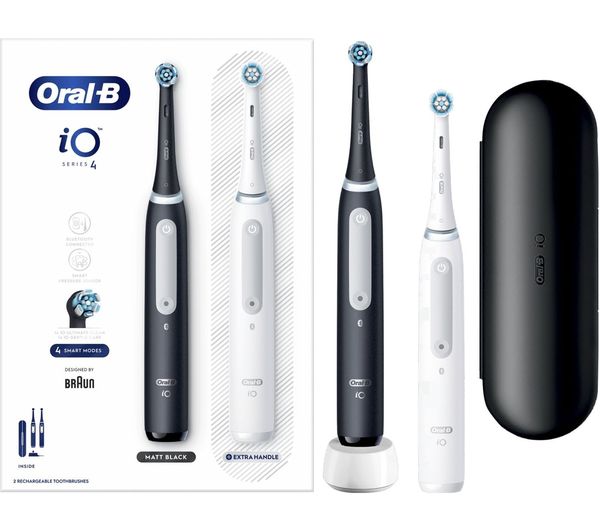 ORAIO4DUO ORAL B iO 4 Electric Toothbrush Black & White Duo