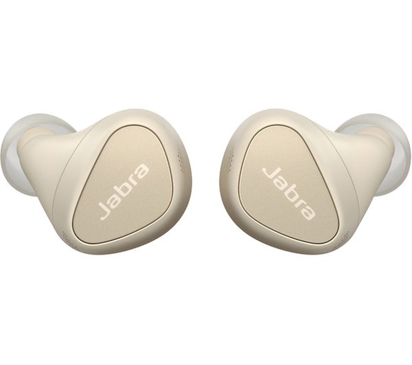 Image of JABRA Elite 5 Wireless Bluetooth Noise-Cancelling Earbuds - Gold Beige