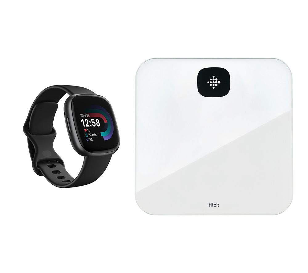 Versa 4 Smart Watch & Aria Air Smart Scale Bundle - Black & White