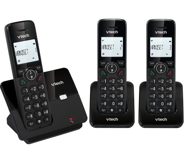 Vtech Cs2002 Cordless Phone Triple Handsets Black