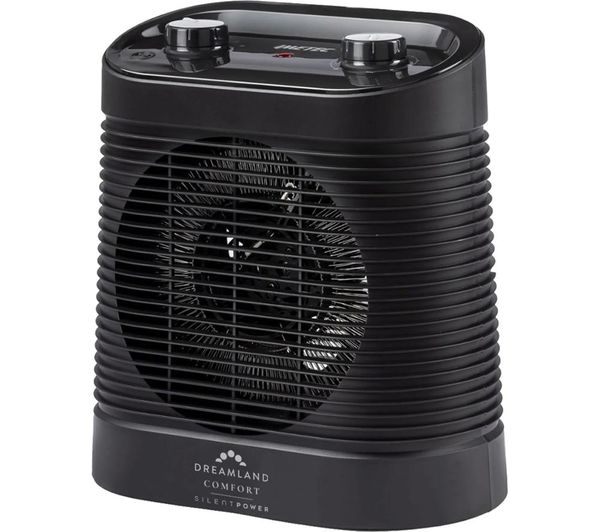 DREAMLAND Silent Power Comfort Portable Hot & Cool Fan Heater - Black