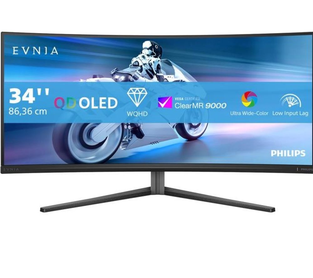 Evnia 34M2C6500/00 Wide Quad HD 34" Curved QD-OLED Gaming Monitor - Dark Slate