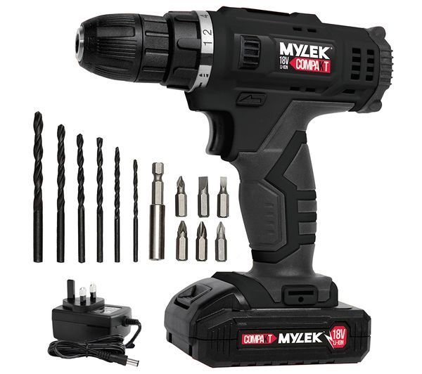 Mylek 18v Cordless Drill Black