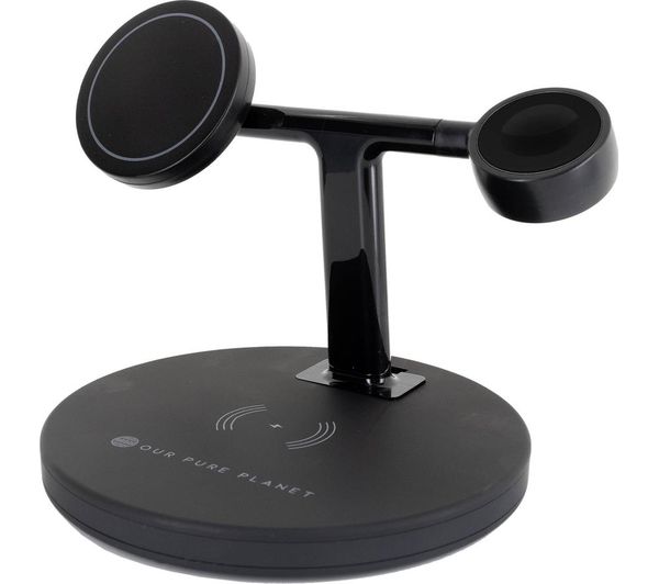 Our Pure Planet Opp128 3 In 1 Wireless Charging Stand Black