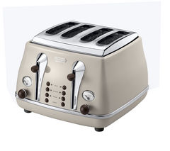 DELONGHI Icona Vintage CTOV4003BG 4-Slice Toaster - Cream