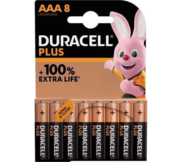 Duracell Duracell Plus AAA 8 1.5 V Alkaline Batteries LR03 Pack of 8 5000394141179 