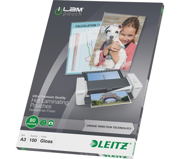 Leitz Ilam 74850000 80 Micron A3 Laminating Pouches Pack Of 100