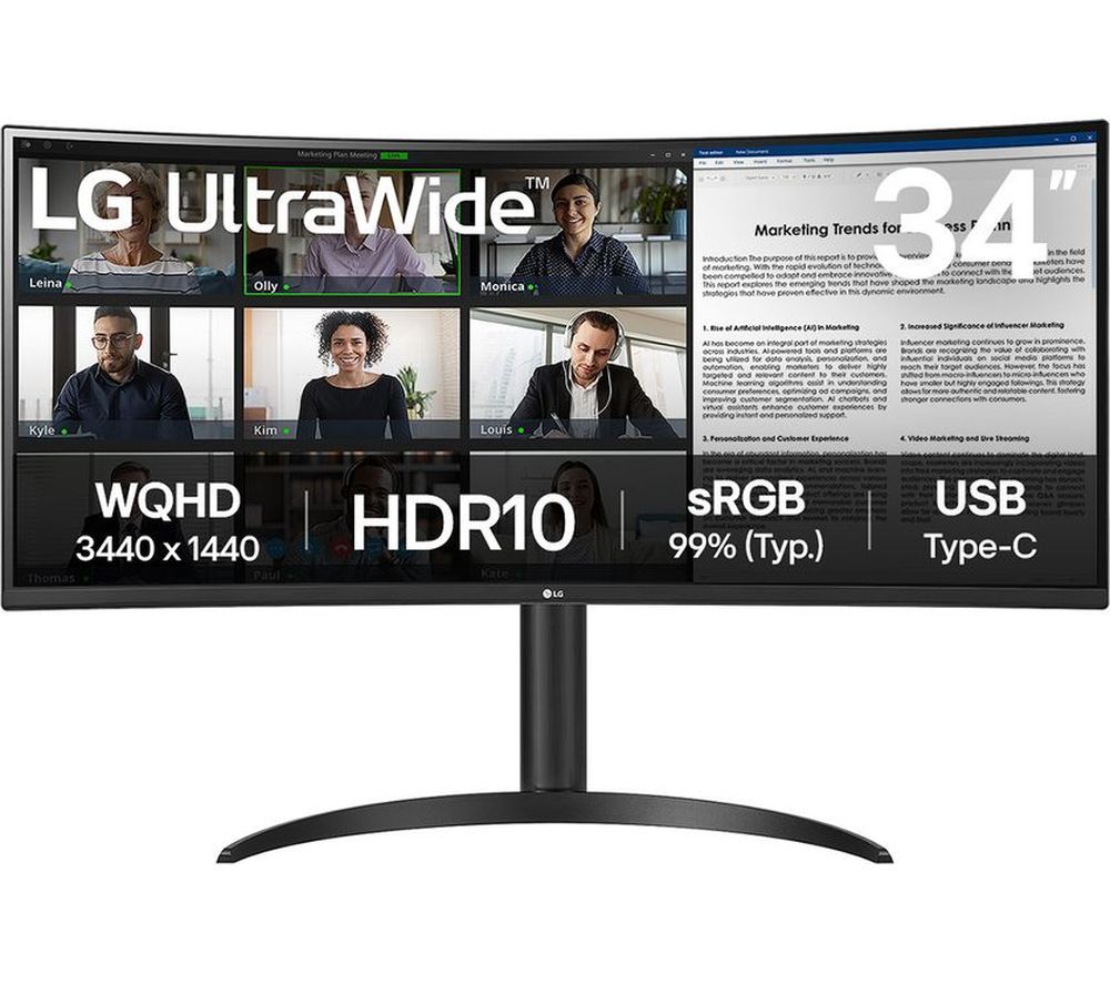 UltraWide 34WR55QK-B.AEK Quad HD 34" Curved VA LCD Monitor - Black