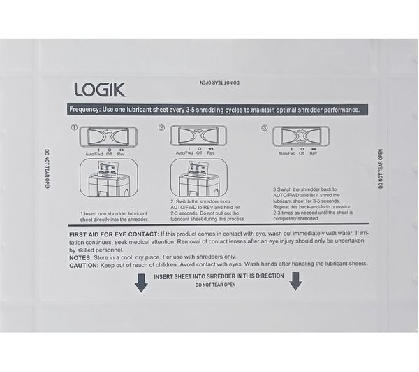 Logik Shredder Oil Lubricant Sheets Pack Of 12