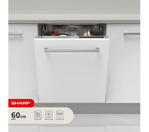 An image of SHARP QW-NI15I49D3X-EN Full-size Fully Integrated Dishwasher