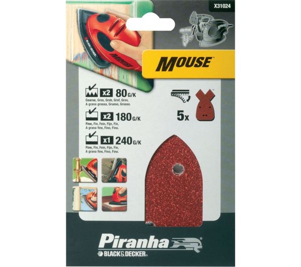 Black Decker X31024 Xj Piranha Mouse Sanding Sheets Pack Of 5 Black Decker X31024 Xj Piranha Mouse Sanding Sheets Pack Of 5