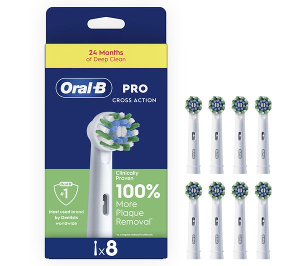 An image of ORAL-B Pro Cross Action Replacement Toothbrush Head - Pack of 8