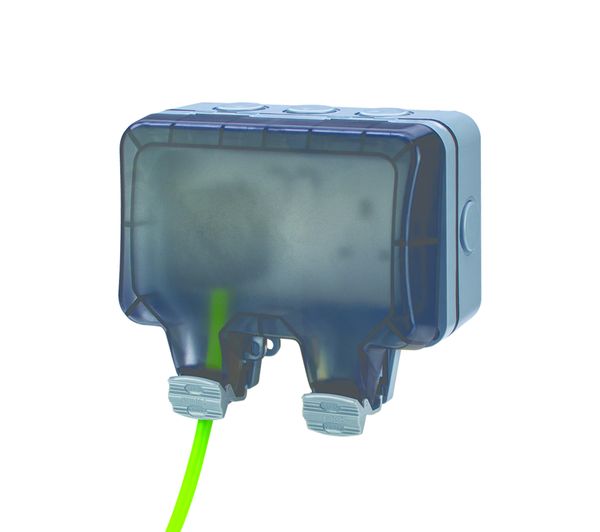 An image of STATUS 2 Gang Switched Garden Outdoor Socket - Grey