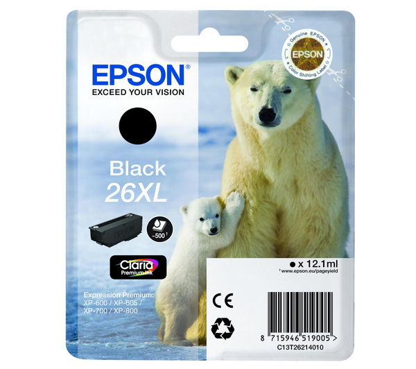 EPSON Polar Bear T2621 XL Black Ink Cartridge, Black