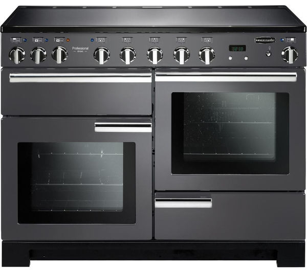 Rangemaster Professional Deluxe 110 Electric Induction Range Cooker - Slate & Chrome, Brown