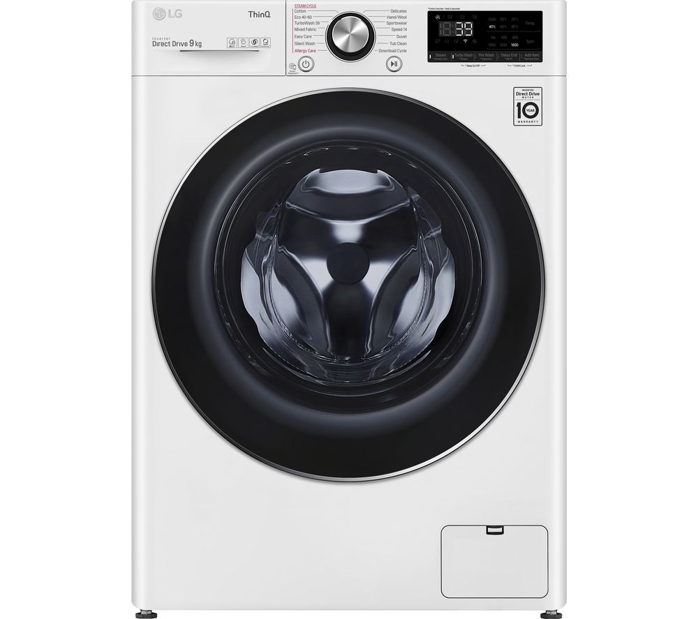 LG TurboWash 360 with AI DD V10 F6V1009WTSE WiFi-enabled 9 kg 1600 Spin Washing Machine - White, White