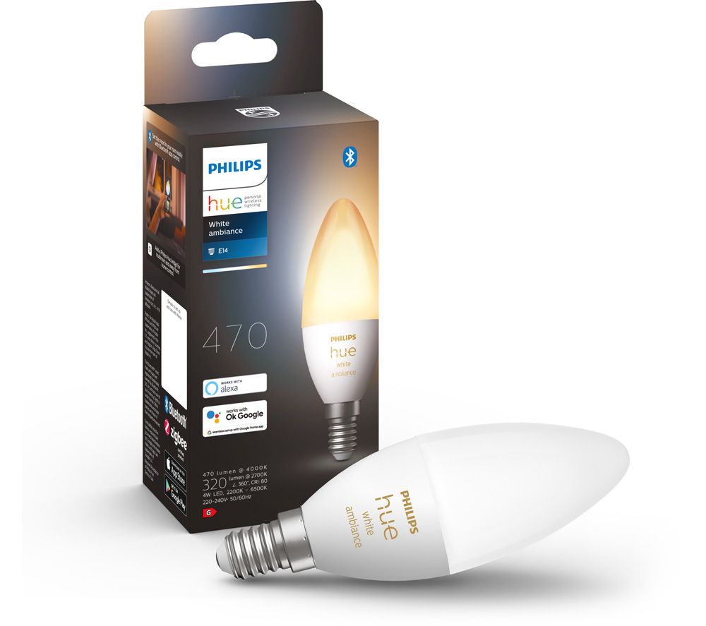 White Ambiance Smart LED Candle Bulb - E14, 470 Lumen