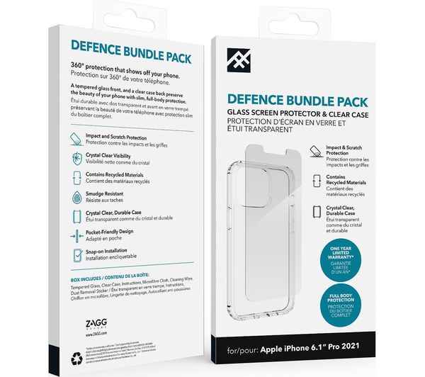 300508610 DEFENCE iPhone 13 Pro Case & Screen Protector Clear