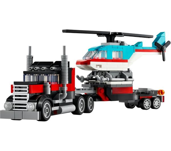 An image of LEGO Creator 31146 3-in-1 Flatbed Truck with Helicopter Set