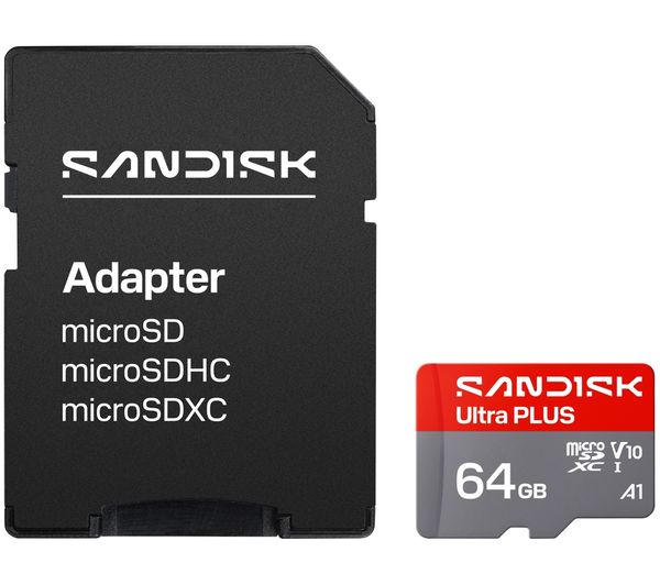 An image of SANDISK Ultra Plus Class 10 microSD Memory Card, V10 - 64 GB