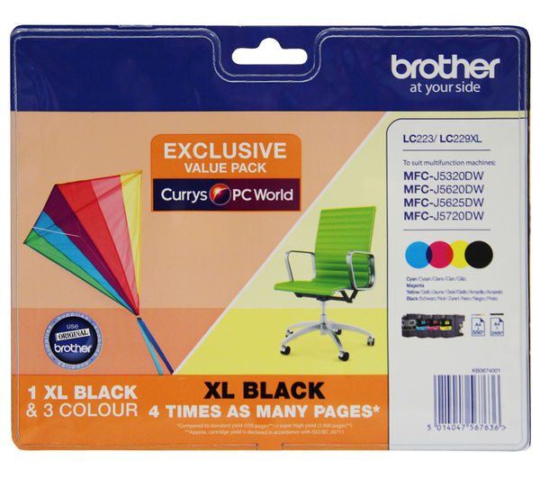 Image of BROTHER LC229XLDSVALBPRF Tri-colour & Black Ink Cartridges - Multipack