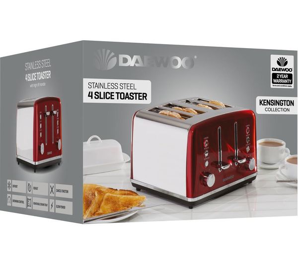 Buy DAEWOO Kensington SDA1587 4Slice Toaster Red Free Delivery