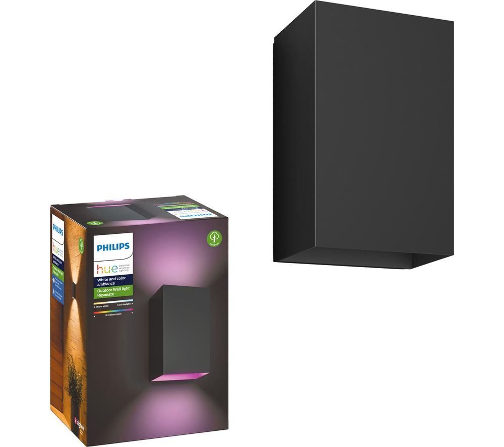 PHILIPS HUE Resonate White & Colour Ambiance Outdoor Wall Lamp - Black