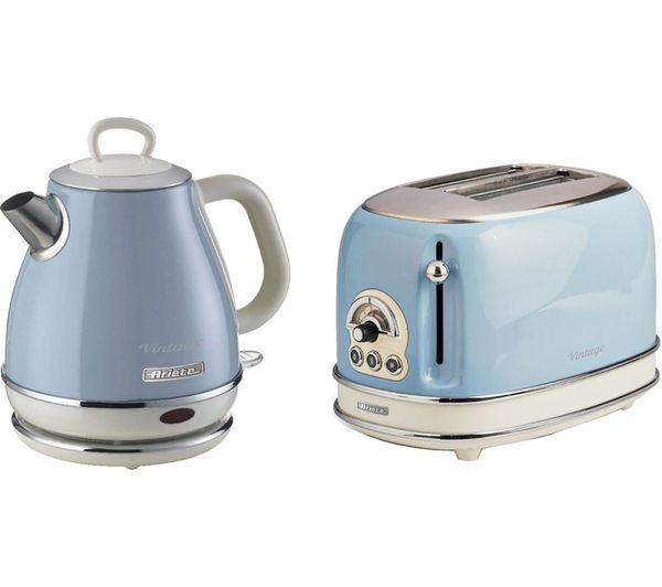 Ariete Vintage Arpk72 2 Slice Toaster Kettle Bundle Blue