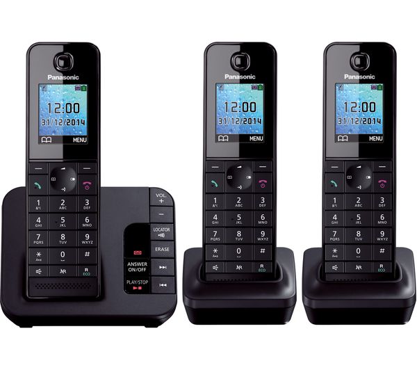 Panasonic Kx Tg8183eb Cordless Phone With Answering Machine Triple Handsets Black