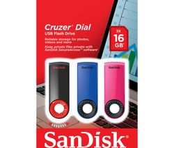 SANDISK Cruzer Dial USB 2.0 Memory Stick - 16 GB, Pack of 3