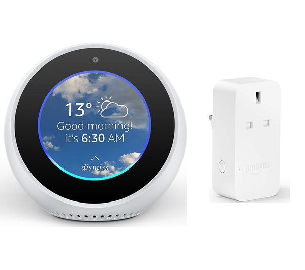 AMAZON Echo Spot & Smart Plug Bundle - White, White