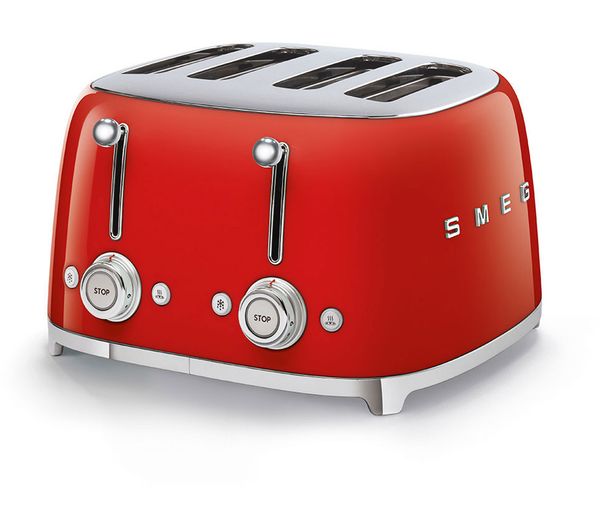 Image of SMEG 50's Retro Style TSF03RDUK 4-Slice Toaster - Red