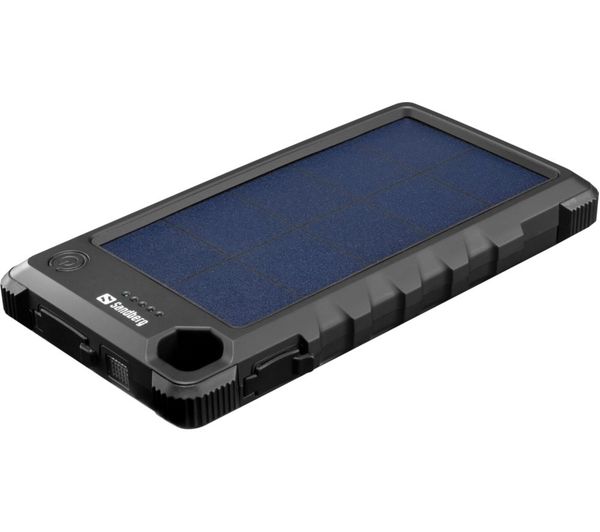 An image of SANDBERG 10000 mAh Portable Solar Power Bank - Blue & Black