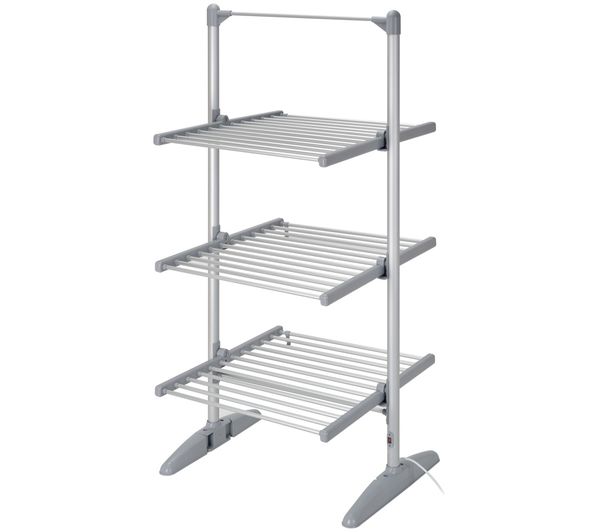 An image of LOGIK L21TA26 3‑Tier Heated Clothes Airer - Silver