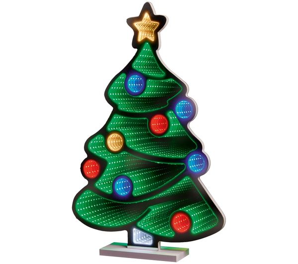 An image of PREMIER Christmas Tree Infinity Mirror with Multicolour LEDs - 40 cm