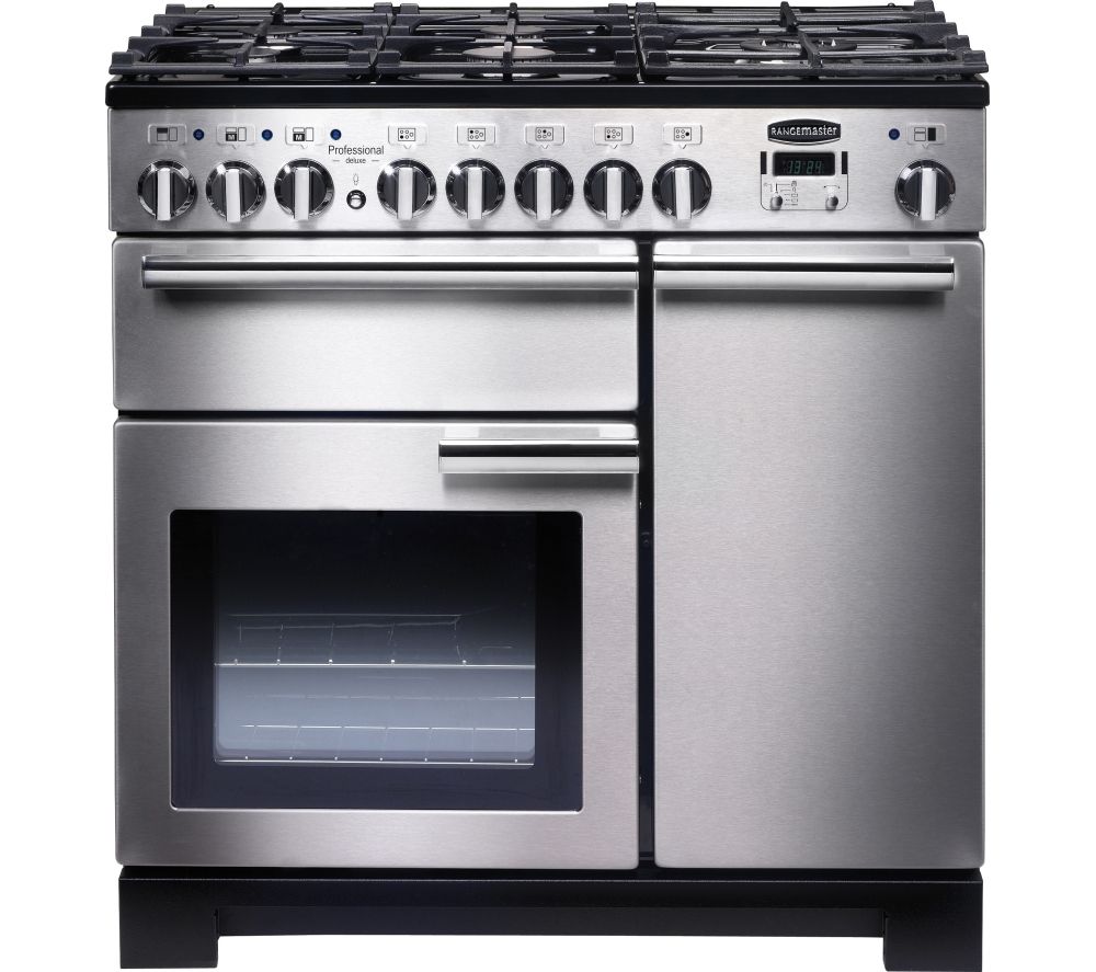 Rangemaster Professional Deluxe 100 Dual Fuel Range Cooker – Stainless Steel & Chrome, Stainless Steel