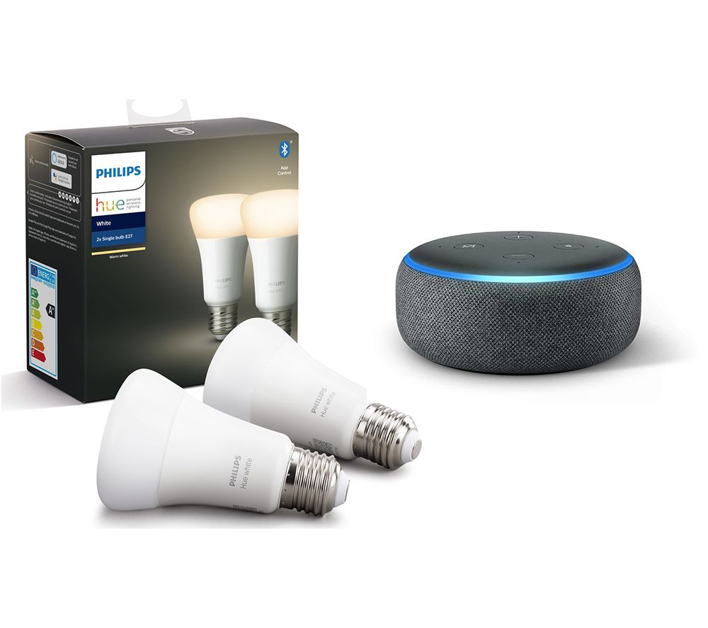 PHILIPS Hue White Bluetooth LED E27 Bulb Twin Pack & Echo Dot (2018) Review