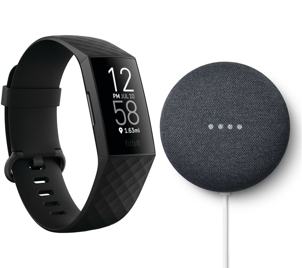 FITBIT Charge 4 Fitness Tracker & Google Nest Mini (2nd Gen) Bundle - Black & Charcoal