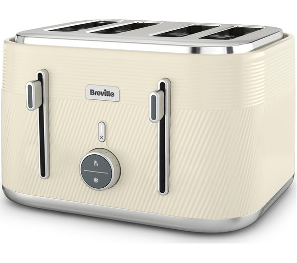 Image of BREVILLE Obliq VTT997 4-Slice Toaster - Vanilla Cream & Silver