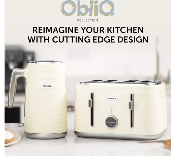 2140943 BREVILLE Obliq VTT997 4Slice Toaster Vanilla Cream