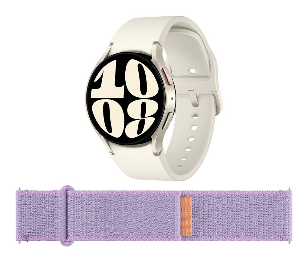 Galaxy Watch6 BT (Cream, 40 mm) & Additional Fabric Band (Lavender, S/M) Bundle