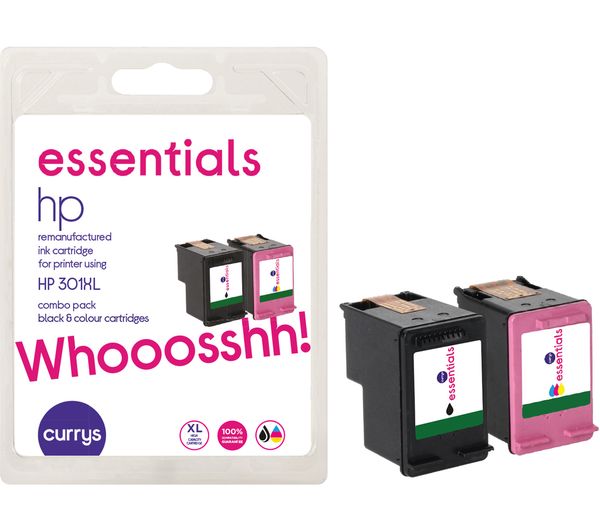 Essentials Hp 301xl Tri Colour Black Ink Cartridges