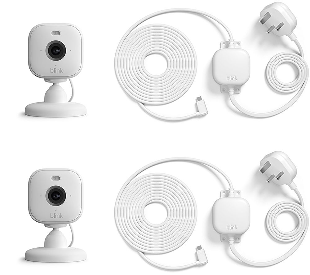 Mini 2 Full HD 1080p WiFi Security Camera with Weather Resistant Adapter - White, Twin Pack