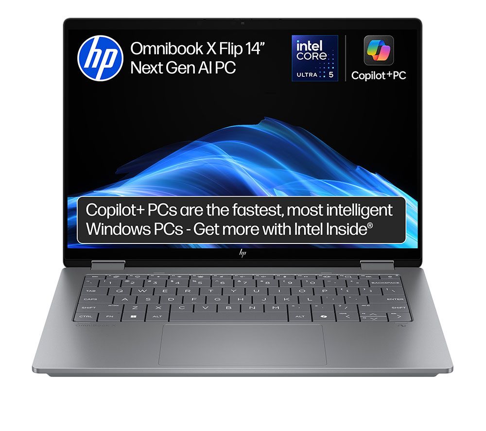 OmniBook X 14" 2 in 1 Laptop, Copilot+ PC - Intel® Core™ Ultra 5, 512 GB SSD, Silver
