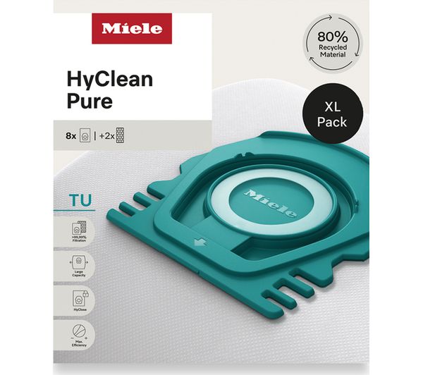 MIELE HyClean Pure TU Vacuum Cleaner Bags - XL, Pack of 8