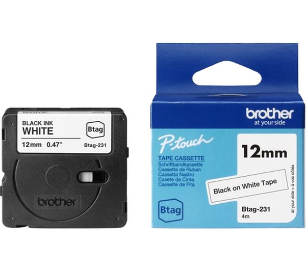 Brother Btag 231 Labelling Tape Cassette Black On White 12 Mm Brother Btag 231 Labelling Tape Cassette Black On White 12 Mm
