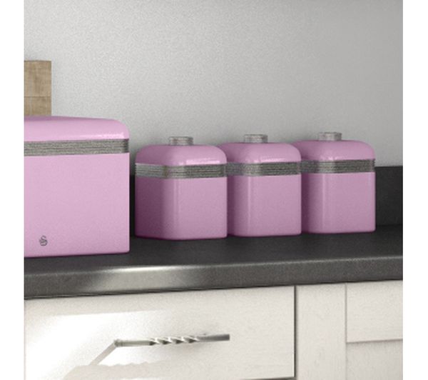 Buy SWAN Retro SWKA1020PN 1-litre Canisters - Pink, Pack of 3 | Free